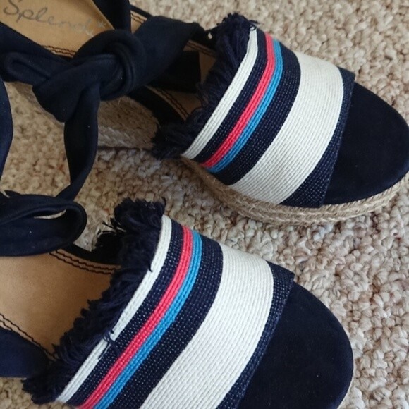 SPLENDID Barke Navy Combo Espadrille Wedges size 8M - Picture 4 of 11